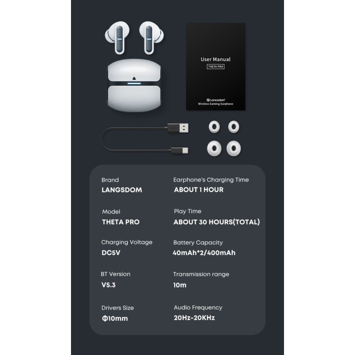 Langsdom TG12-B czarne – słuchawki Bluetooth 5.3, 30h