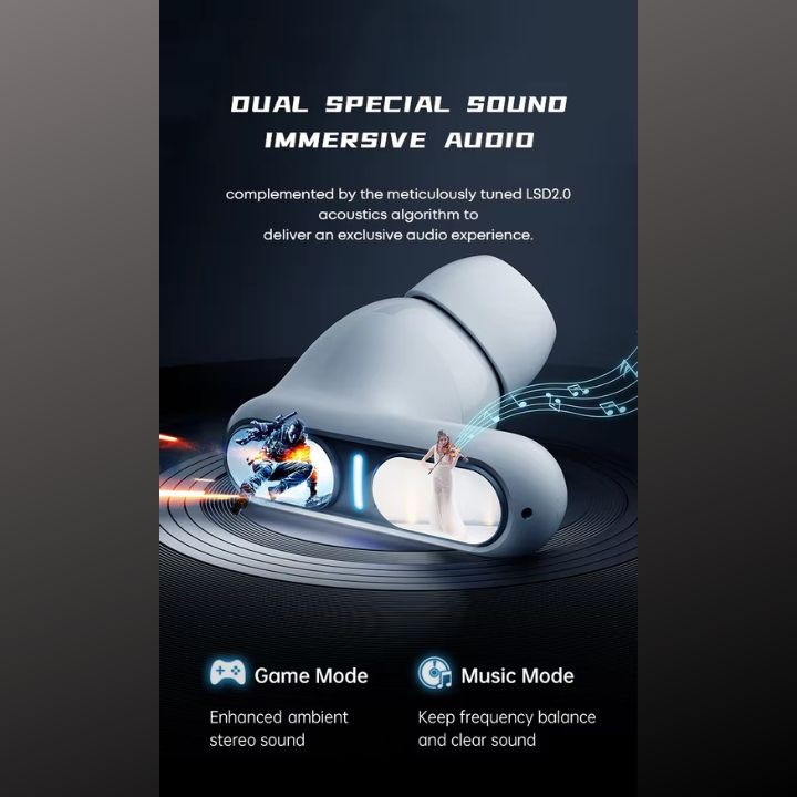 Langsdom TG12-B białe – słuchawki Bluetooth 5.3, 30h