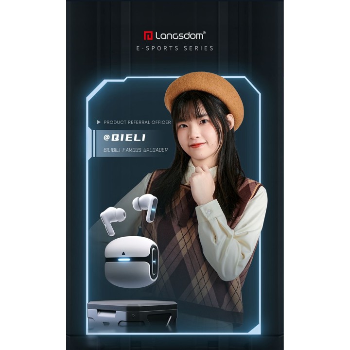 Langsdom TG12-B białe – słuchawki Bluetooth 5.3, 30h