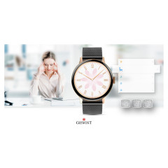 Smartwatch Damski Giewont GW330-4 Różowe Złoto-Róż Pudrowy Pasek Silikonowy  + Czarna Bransoleta