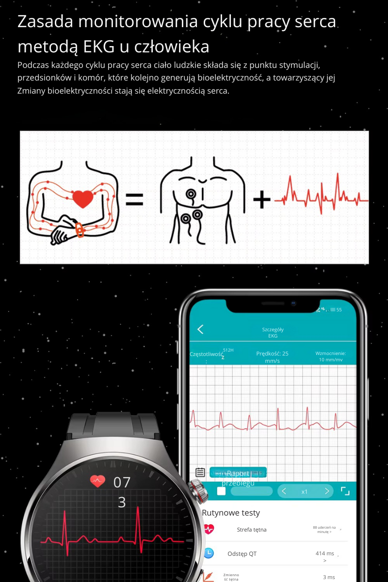 Monitorowanie pracy serca smartwatch Wierra GTR1