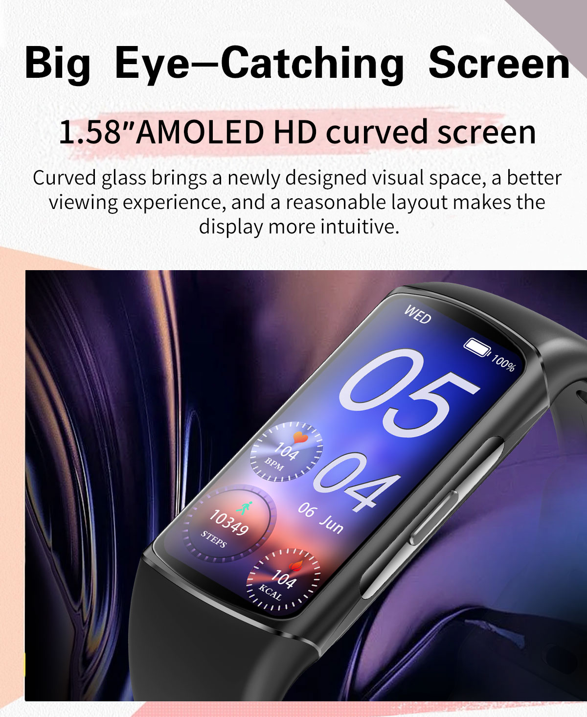 Wierra Smartband H28 Black – wygląd opaski i ekran smartbanda