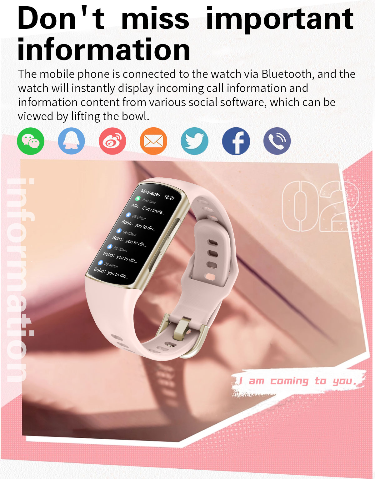 Smartband H28 Pink – opaska na ręce, podgląd danych aktywności