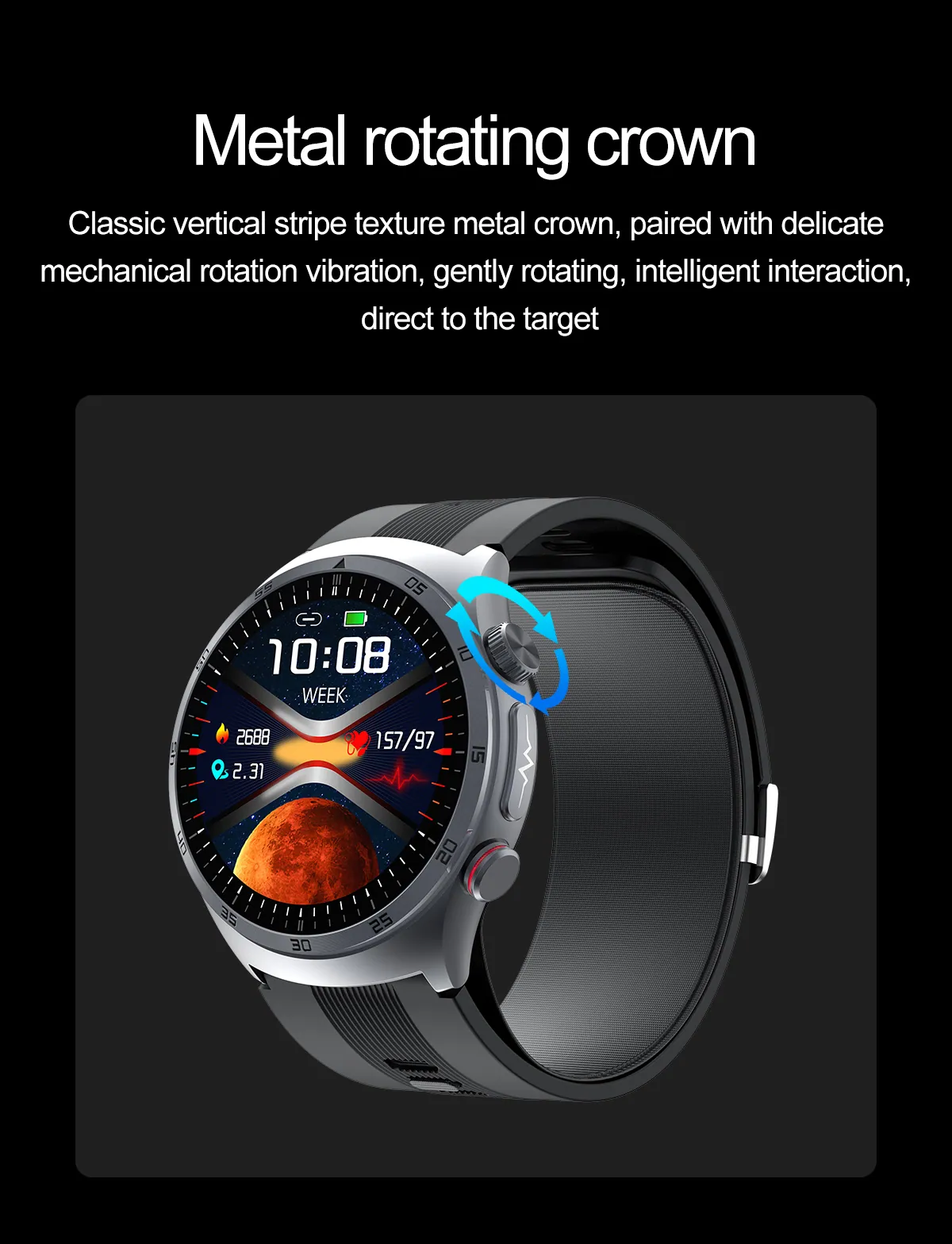 Obrotowa koronka w zegarku smartwatch